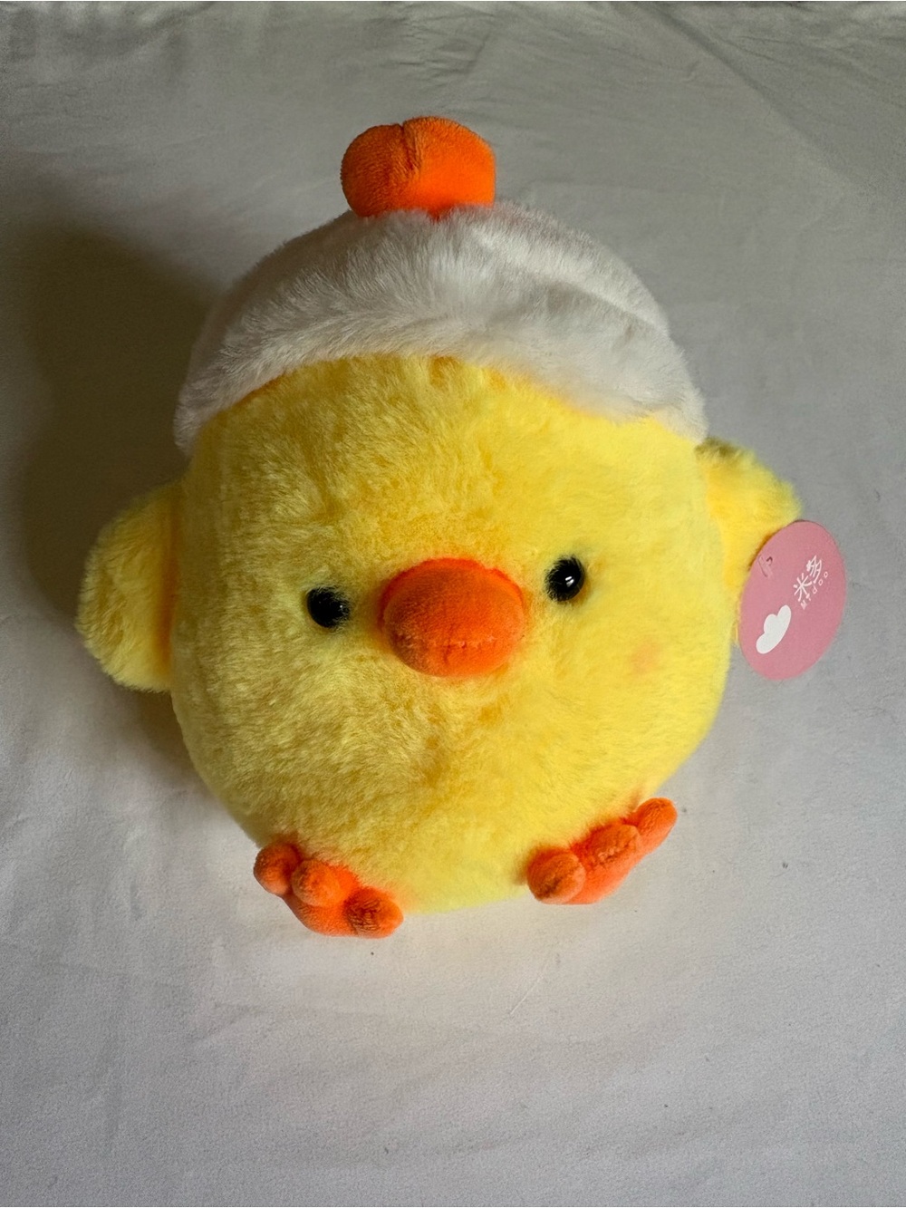 Yellow Plush Chick Pet Toy with Orange Accents